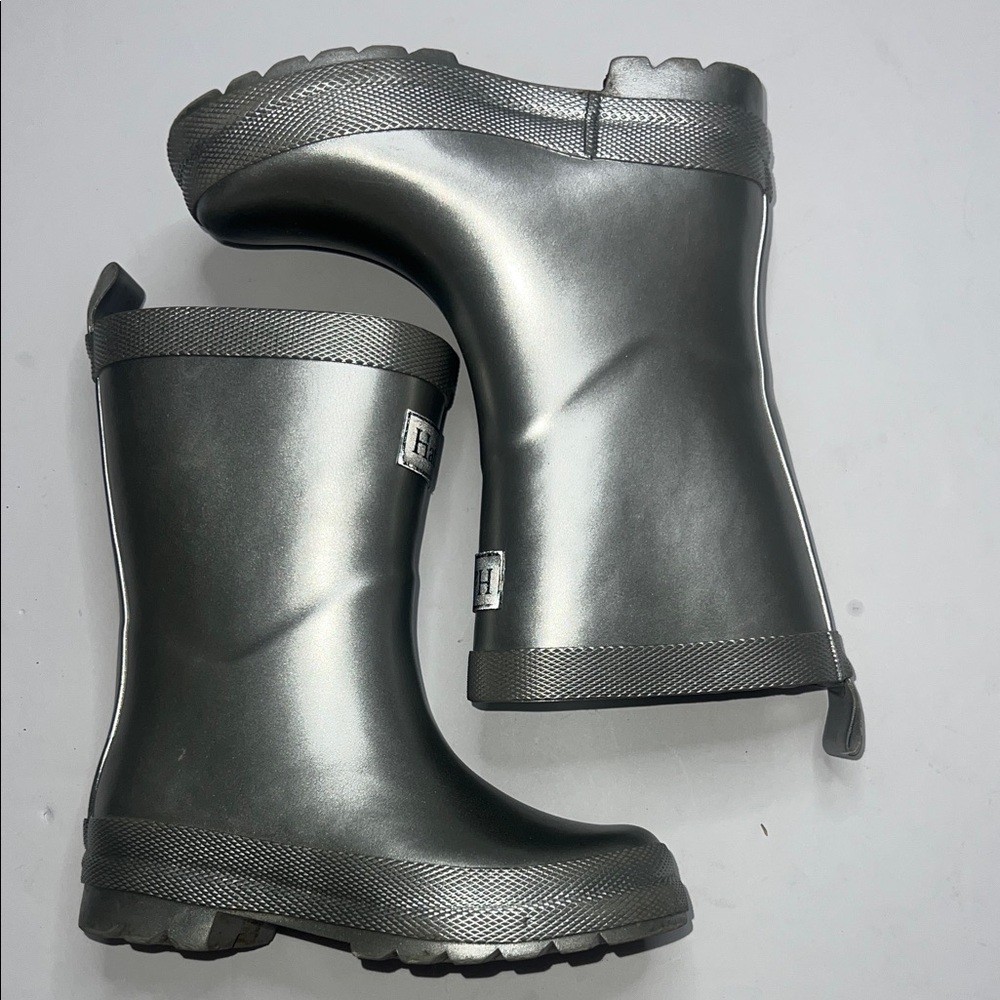 Hatley Metallic Gray Kids Rain Boots - Picture 3 of 9